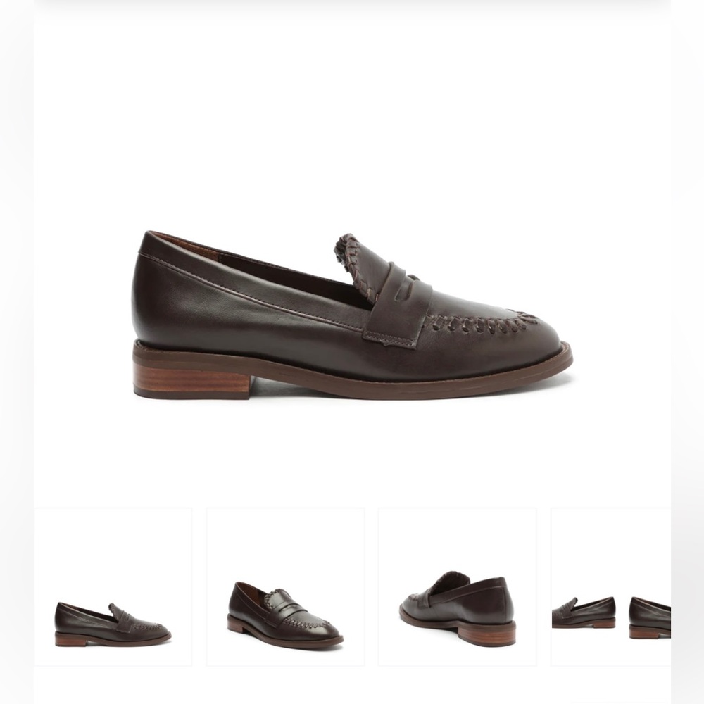 Schutz Lenon Leather Flats (Brown)